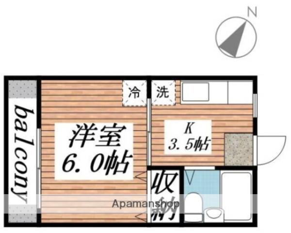 メゾン秋山 A棟(1K/2階)の間取り写真