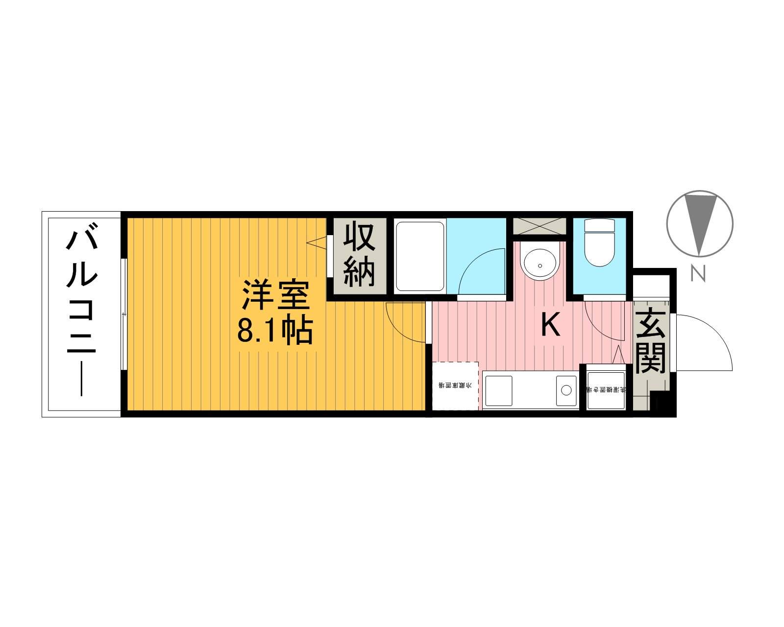 クティールM(1K/4階)の間取り写真
