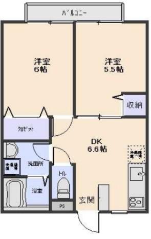 ケート井の頭(2DK/2階)の間取り写真