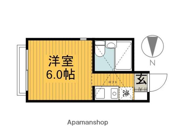 ハイムS(1K/2階)の間取り写真