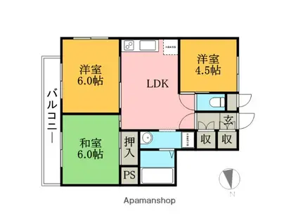 アメニティ国分寺(3DK/3階)の間取り写真