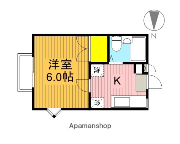 シャンシャインB(1K/1階)の間取り写真