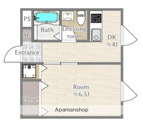 アンソレイエ ENSOLEILLE(1K/2階)の間取り写真