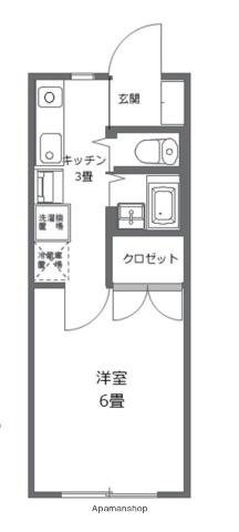 サニーフラット(1DK/2階)の間取り写真