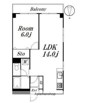 第2小美野マンション(1LDK/4階)の間取り写真