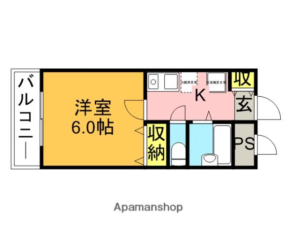 ウイングウエスト(1K/2階)の間取り写真