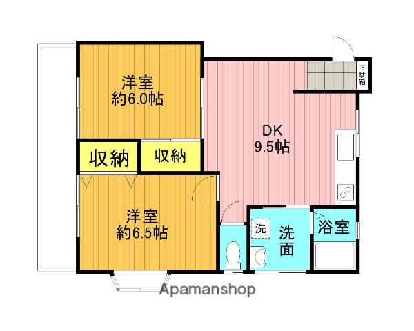 ルミエール(2DK/2階)の間取り写真