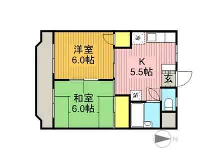 KEIⅡマンション(2K/2階)の間取り写真