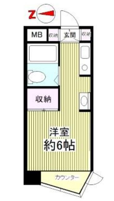 パークサイド野川公園(ワンルーム/1階)の間取り写真