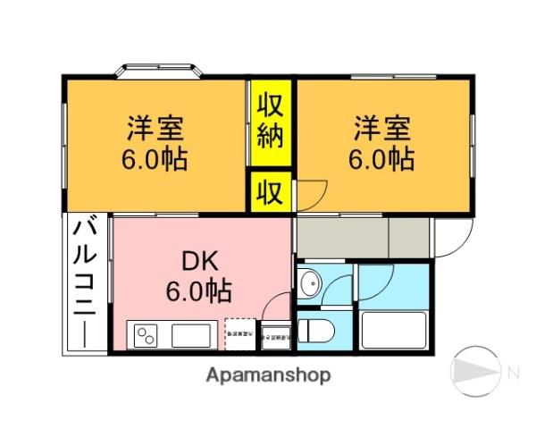 メゾーネ一橋学園(2DK/1階)の間取り写真