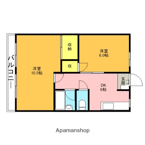 ハイムクローネ(2DK/3階)の間取り写真