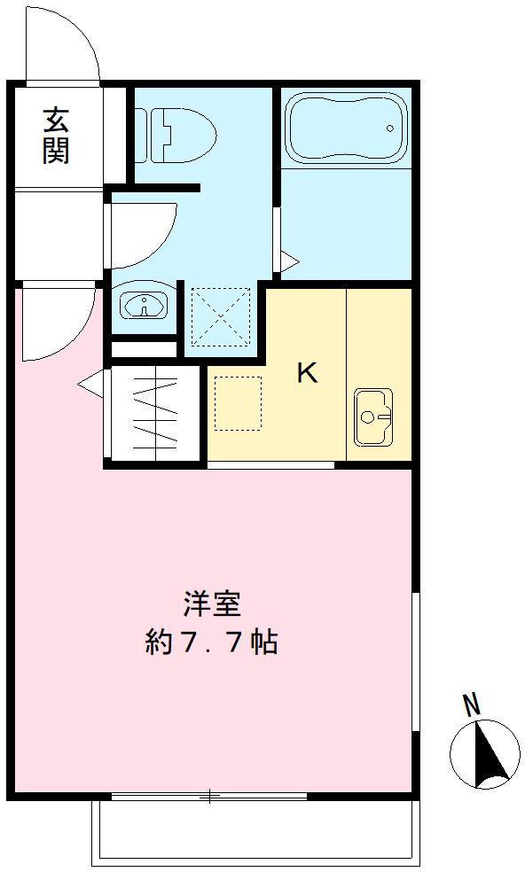 ボルベール アサヒ(1K/2階)の間取り写真