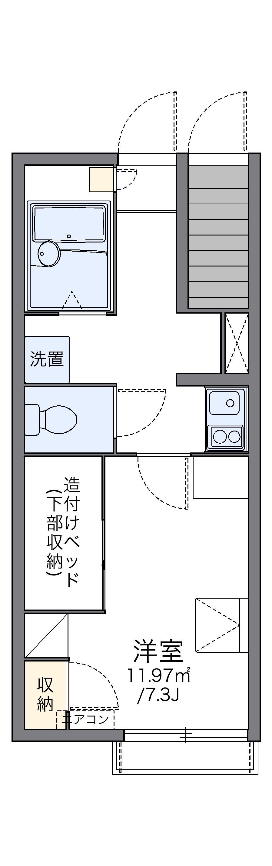 レオパレスLUMIERE元町Ⅱ(1K/1階)の間取り写真