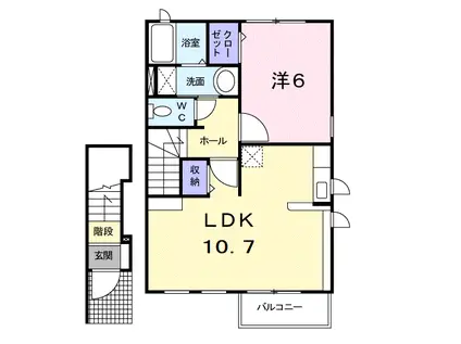 アカンサス(1LDK/2階)の間取り写真