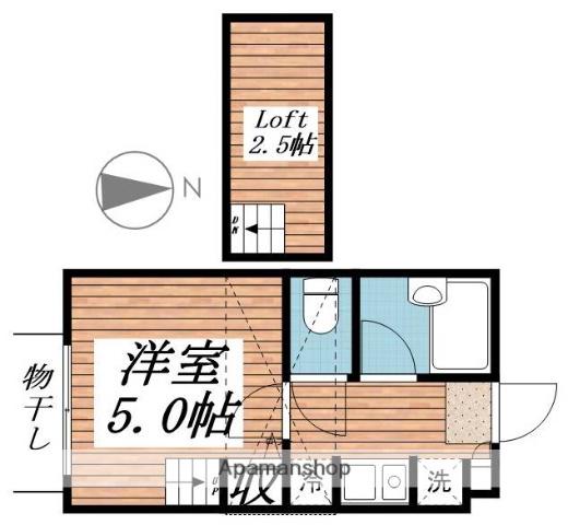 CHOU-CHOU方南(1K/2階)の間取り写真