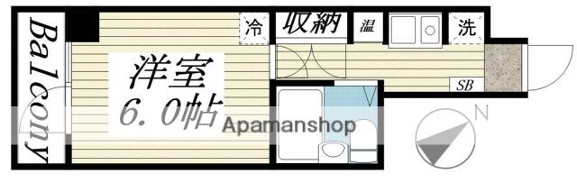 TKマンション(1K/4階)の間取り写真