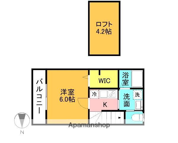 ラフィネ東小金井(1K/2階)の間取り写真