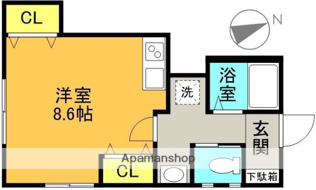 ウエストハイツ(ワンルーム/1階)の間取り写真