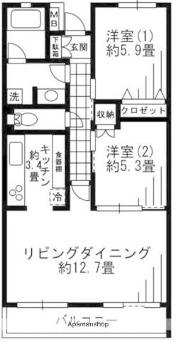 ラナイグレース国立 2階階 間取り