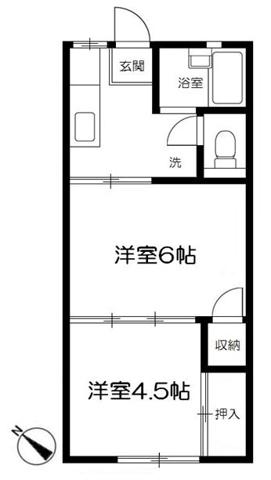 ラキアンシナール(2K/1階)の間取り写真