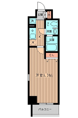 ヴェルデス(1K/8階)の間取り写真