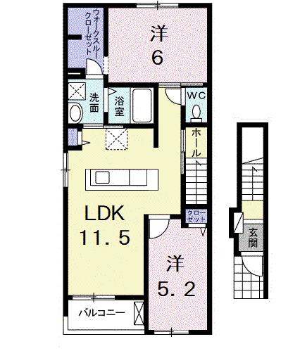 エレガンス3(2LDK/2階)の間取り写真