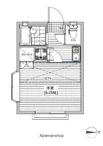 サンビーム武蔵境(1K/2階)の間取り写真