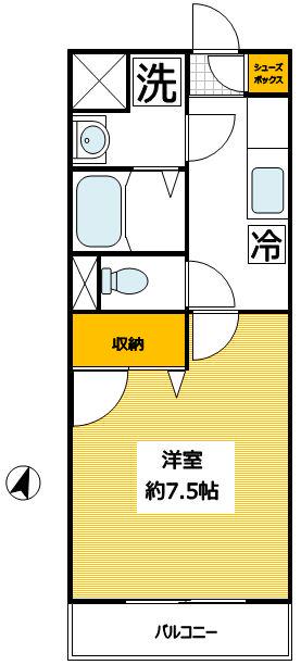 フェリーチェA(1K/2階)の間取り写真