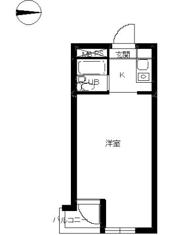 スカイコート府中(ワンルーム/3階)の間取り写真