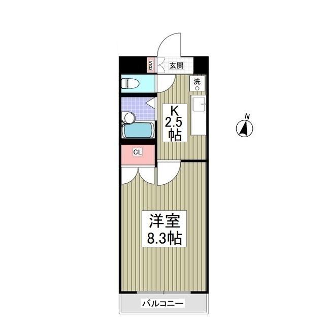 リュミエ府中(1K/2階)の間取り写真