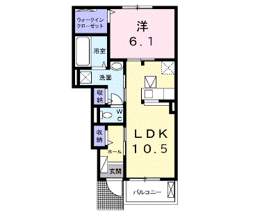 西武池袋・豊島線 ひばりケ丘駅(東京) バス乗車時間：12分 貝沼バス停で下車 徒歩5分 2階建 築2年(1LDK/1階)の間取り写真