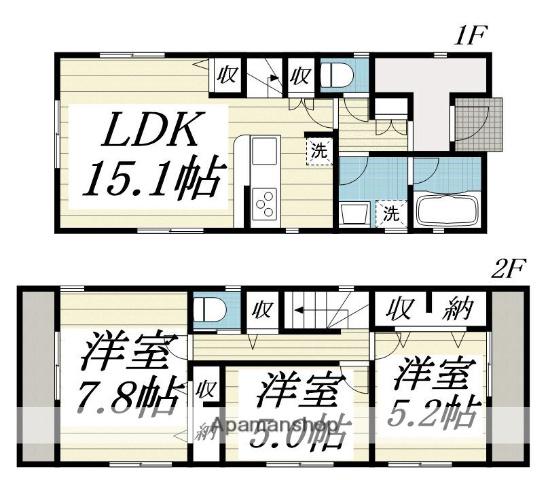 多摩モノレール 桜街道駅 徒歩1分 2階建 築2年(3LDK)の間取り写真