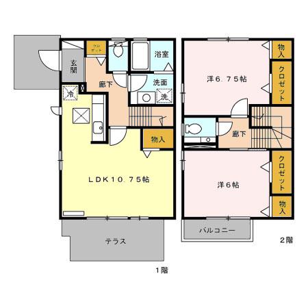 プラムツリー(2LDK/1階)の間取り写真