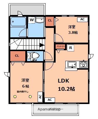 MARRON COURT(2LDK/2階)の間取り写真