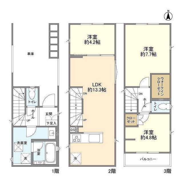 西武鉄道多摩湖線 一橋学園駅 徒歩11分 3階建 築1年(3LDK)の間取り写真