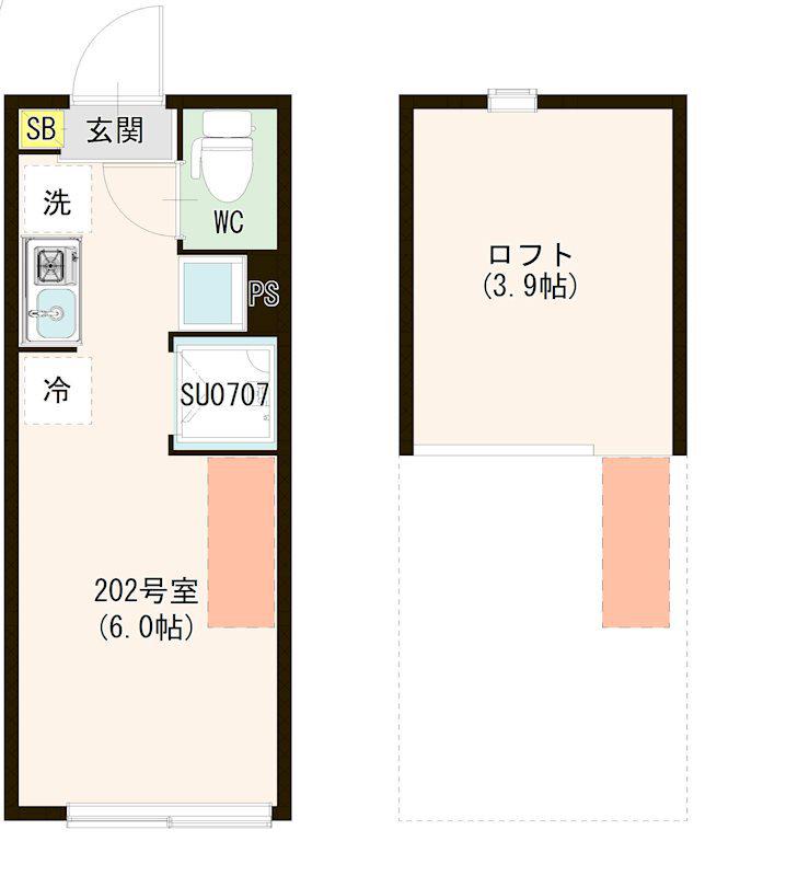 STELLA(ワンルーム/2階)の間取り写真