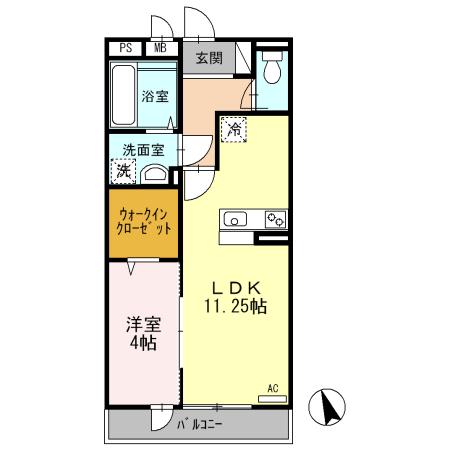 Kヴィラージュ(1LDK/2階)の間取り写真