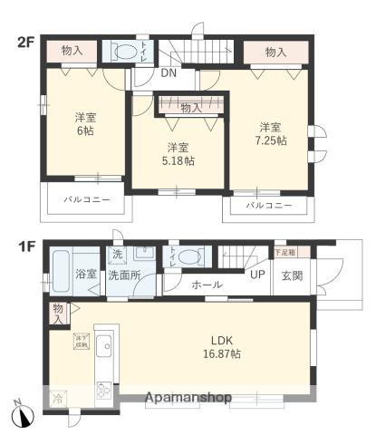 南武線 矢川駅 徒歩14分 2階建 築1年(3LDK)の間取り写真