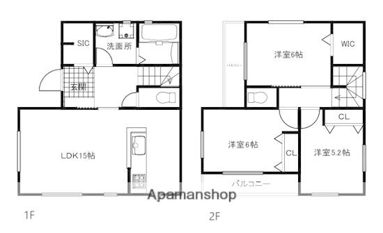 中央本線 武蔵境駅 バス乗車時間：9分 二中前バス停で下車 徒歩9分 2階建 築1年(3LDK)の間取り写真