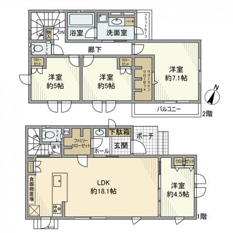 中央本線 立川駅 バス乗車時間：17分 榎戸弁天バス停で下車 徒歩3分 2階建 築2年(4LDK)の間取り写真