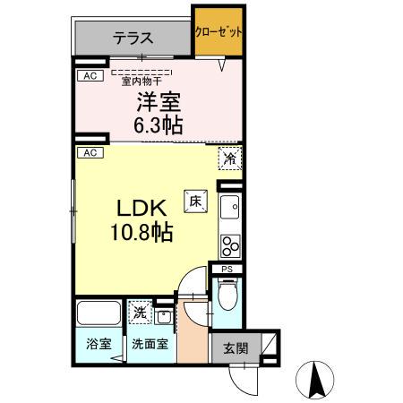 ASSET-COURT花小金井南町(1LDK/1階)の間取り写真