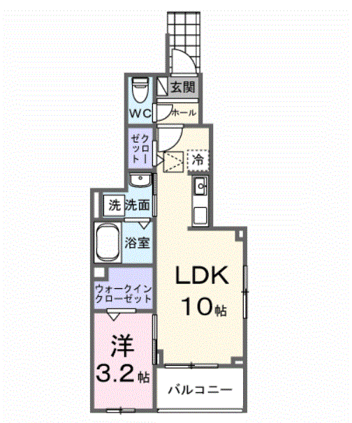 ピースフルⅢ(1LDK/1階)の間取り写真