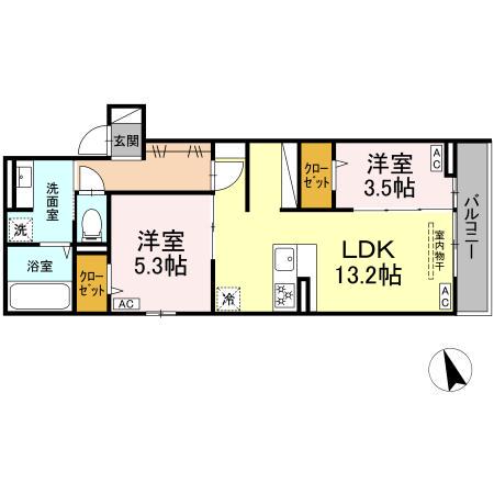 D-PRECIOUS武蔵野(2LDK/3階)の間取り写真