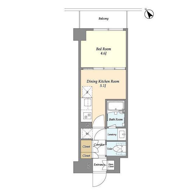 KDXレジデンス西調布(1DK/4階)の間取り写真