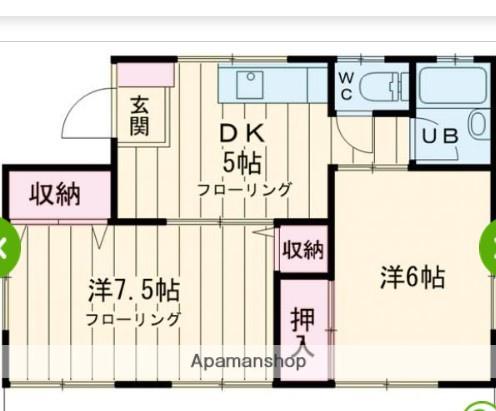 幸運ハイツ(2DK/1階)の間取り写真