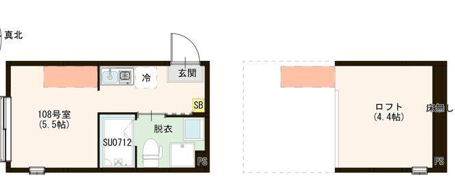 ハーモニーテラス上石神井Ⅴ(ワンルーム/2階)の間取り写真