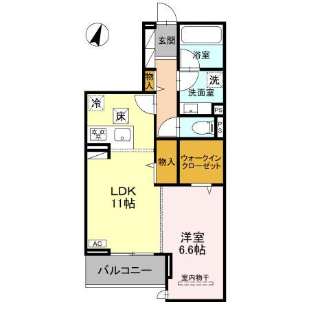 KOAひばりヶ丘(1LDK/1階)の間取り写真