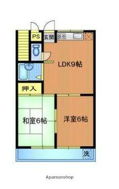 ライディングパレス(2LDK/3階)の間取り写真