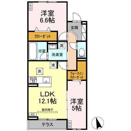 D-RESIDENCE府中西府町(2LDK/1階)の間取り写真