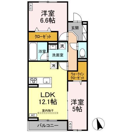 D-RESIDENCE府中西府町(2LDK/2階)の間取り写真